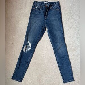 Good American Dark Blue Distressed Skinny Jeans